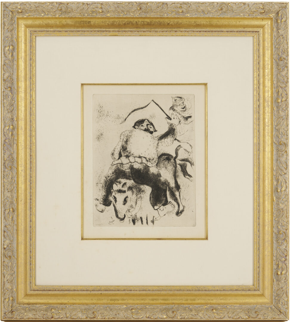 Lot 1308: 2 Chagall Prints: Le Pere Mitiai et Le Pere Miniai, Les Ames Mortes, & Assuerus Chasse Vasthi, The Bible