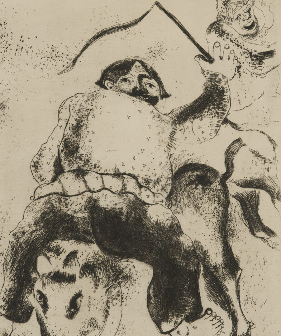 Lot 1308: 2 Chagall Prints: Le Pere Mitiai et Le Pere Miniai, Les Ames Mortes, & Assuerus Chasse Vasthi, The Bible