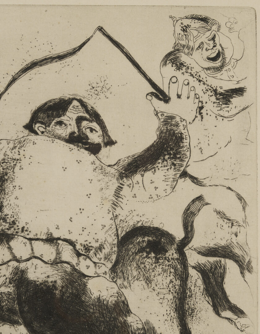 Lot 1308: 2 Chagall Prints: Le Pere Mitiai et Le Pere Miniai, Les Ames Mortes, & Assuerus Chasse Vasthi, The Bible