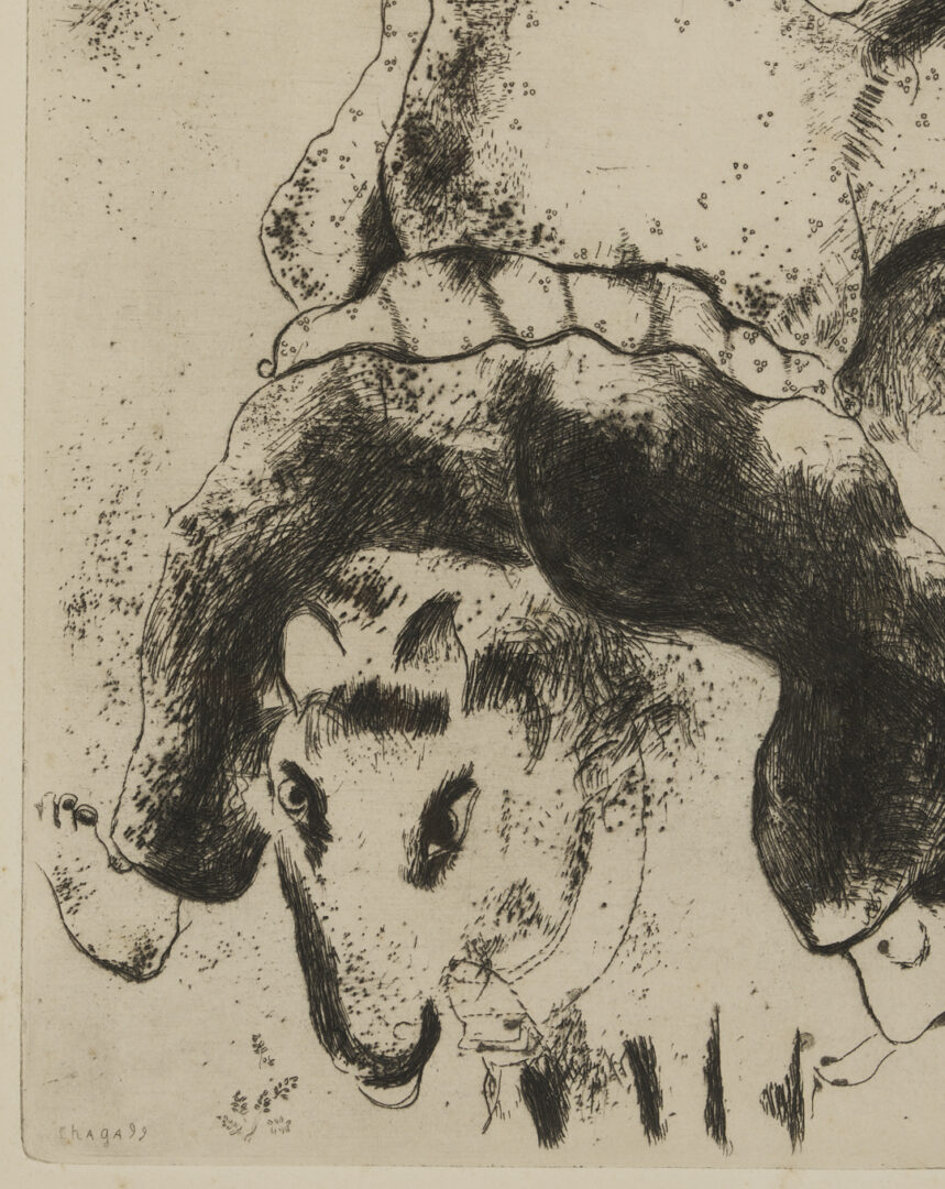 Lot 1308: 2 Chagall Prints: Le Pere Mitiai et Le Pere Miniai, Les Ames Mortes, & Assuerus Chasse Vasthi, The Bible
