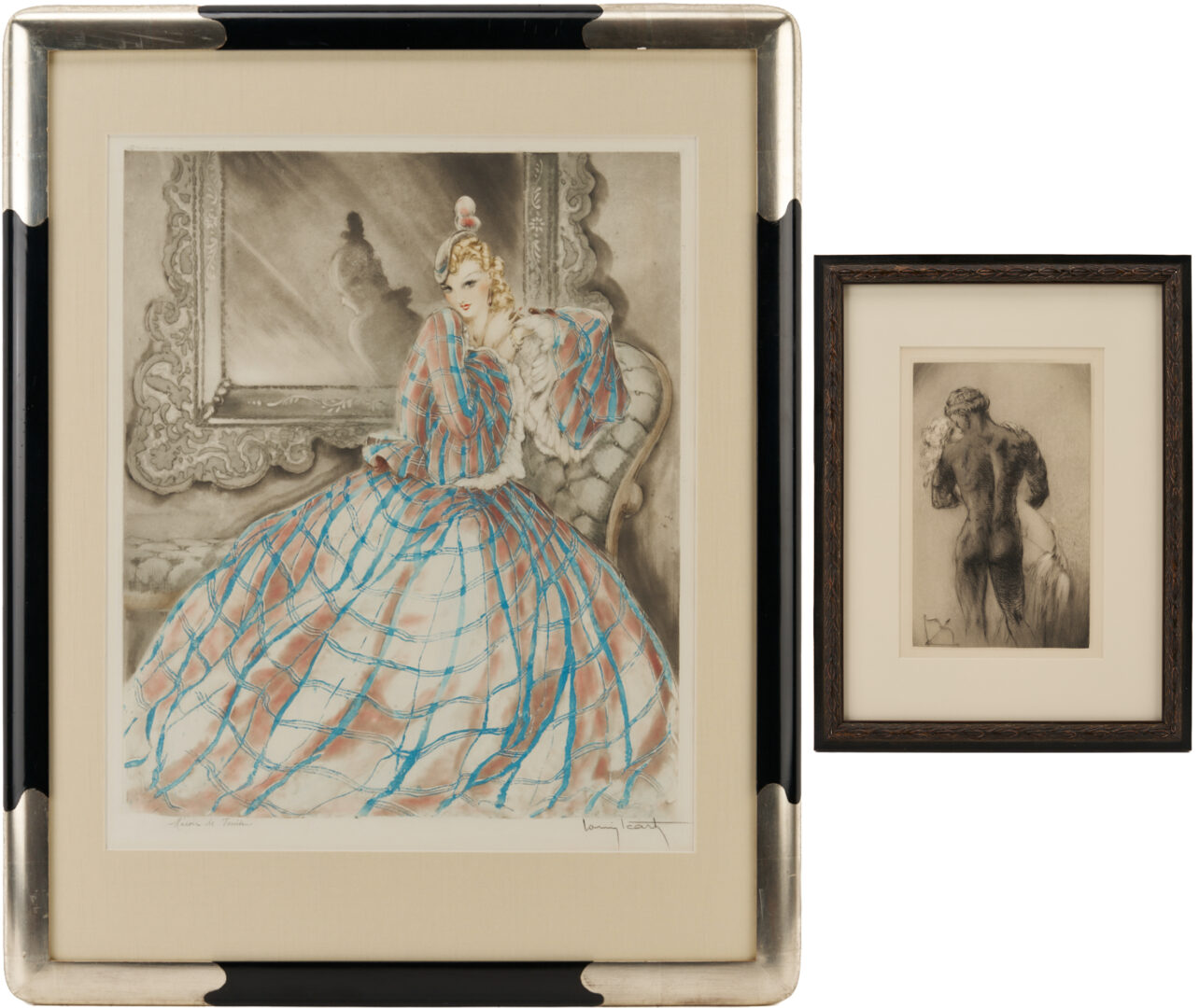 Lot 1311: 2 Icart Etchings, Miroir de Venise AKA Girl in Crinoline & Psyche de Cupidon