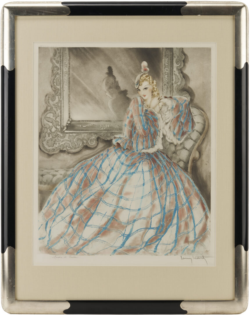 Lot 1311: 2 Icart Etchings, Miroir de Venise AKA Girl in Crinoline & Psyche de Cupidon