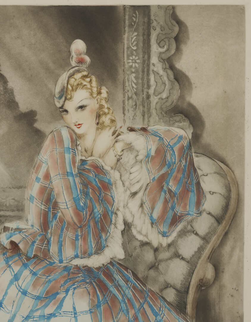 Lot 1311: 2 Icart Etchings, Miroir de Venise AKA Girl in Crinoline & Psyche de Cupidon