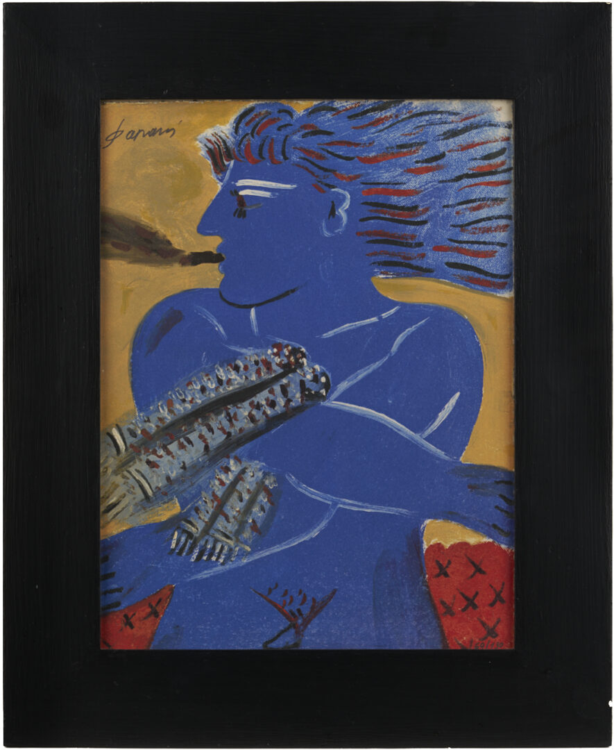 Lot 1312: Alekos Fassianos Signed Screenprint, The Smoker