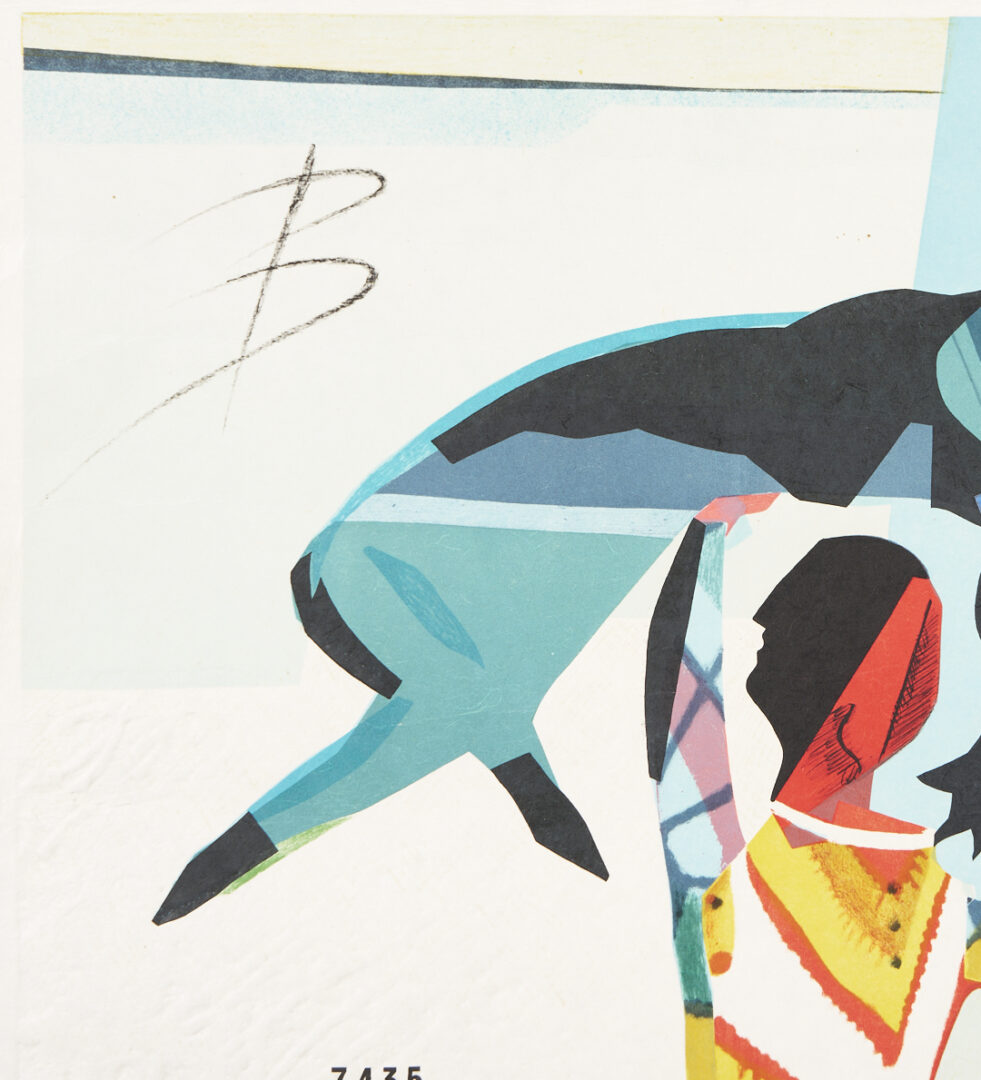 Lot 1313: 2 Modernist Lithographs, Max Papart, Trapeze; & Theo Tobiasse, Song of Songs