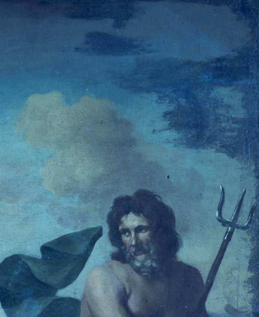 Lot 131: Manner of Abraham Willaerts O/C Mythological Painting of Neptune, Ex- Christies