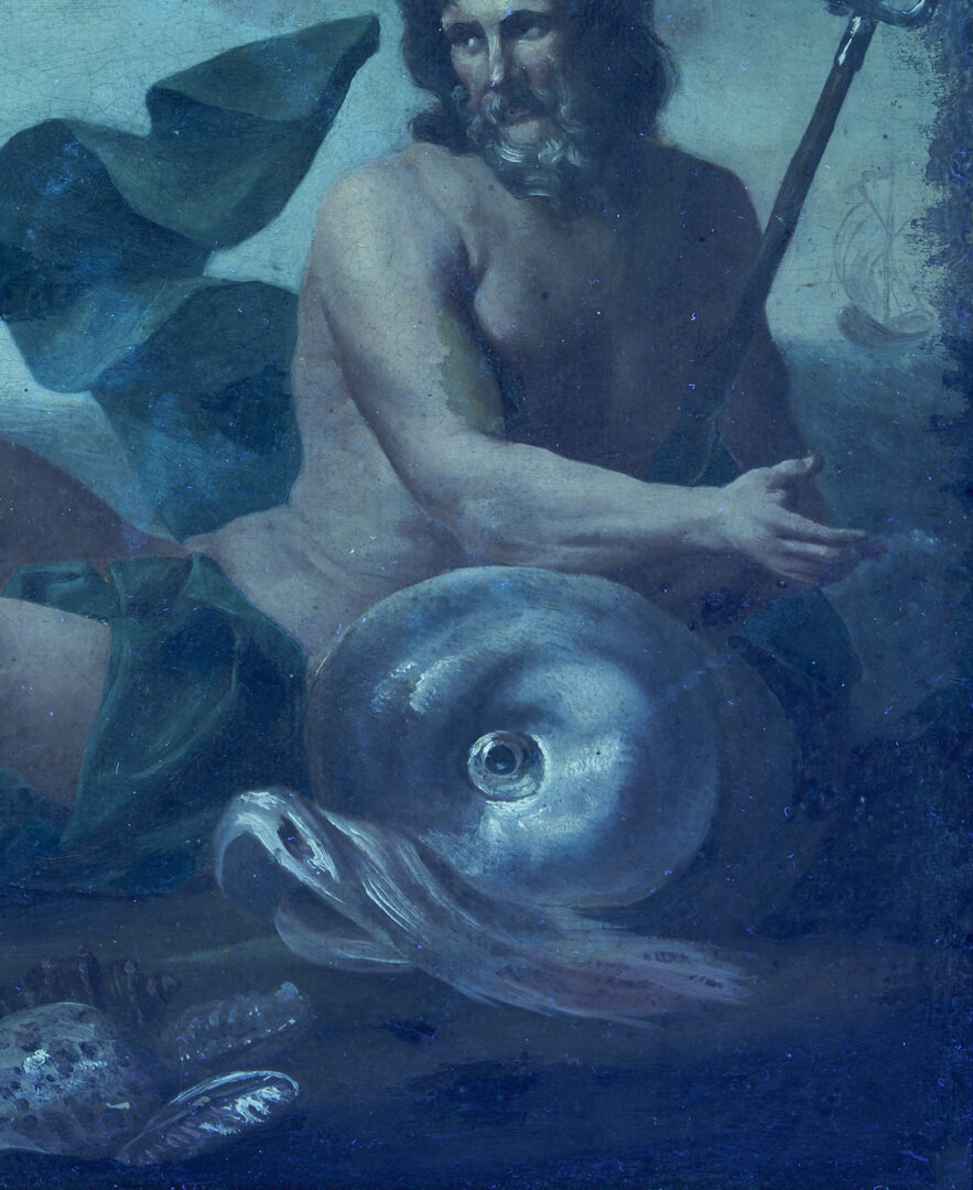 Lot 131: Manner of Abraham Willaerts O/C Mythological Painting of Neptune, Ex- Christies
