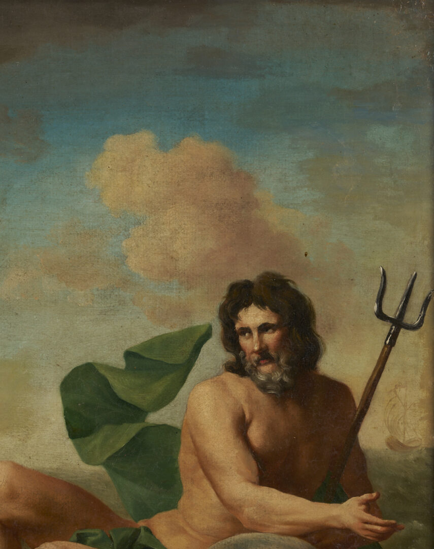 Lot 131: Manner of Abraham Willaerts O/C Mythological Painting of Neptune, Ex- Christies