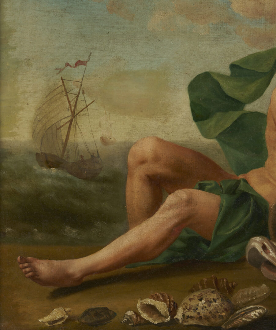 Lot 131: Manner of Abraham Willaerts O/C Mythological Painting of Neptune, Ex- Christies