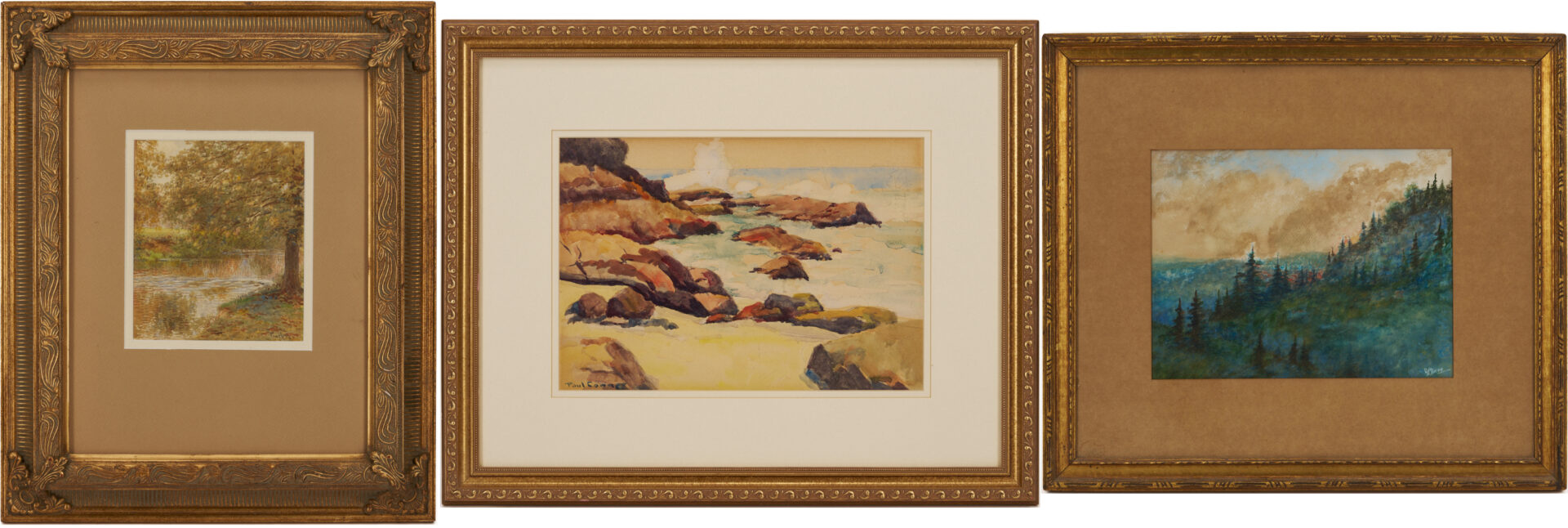Lot 1320: 3 W/C Landscape Paintings: Paul Conner, Tom Hunn, & George Frank Dixon