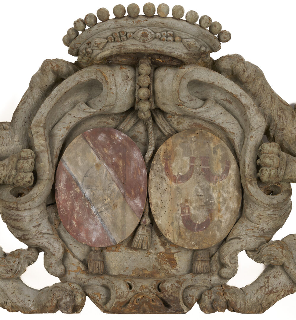 Lot 132: Continental Carved & Painted Architectural Crest