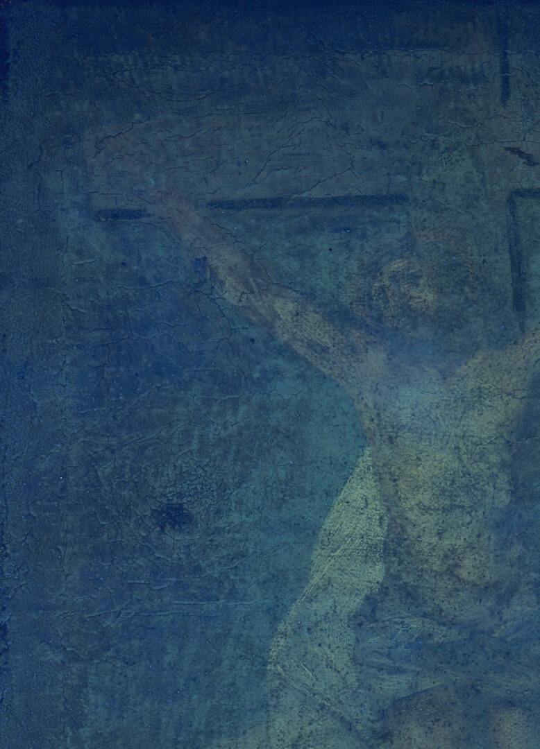 Lot 133: Early O/C Crucifixion Scene Painting
