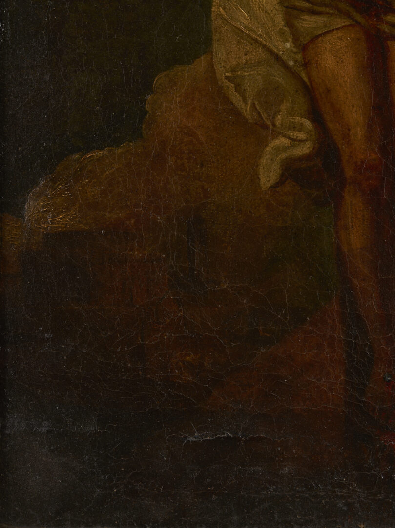 Lot 133: Early O/C Crucifixion Scene Painting