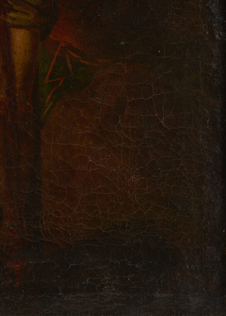 Lot 133: Early O/C Crucifixion Scene Painting