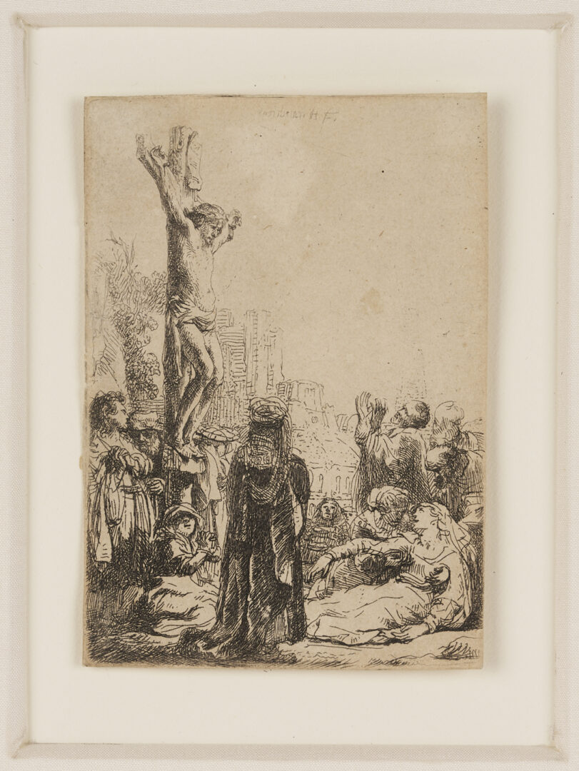 Lot 134: Rembrandt Etching, The Crucifixion: Small Plate