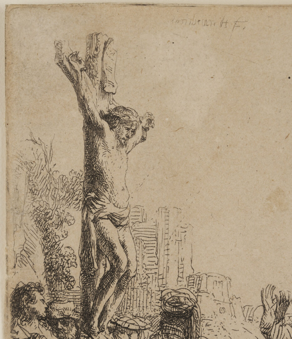 Lot 134: Rembrandt Etching, The Crucifixion: Small Plate