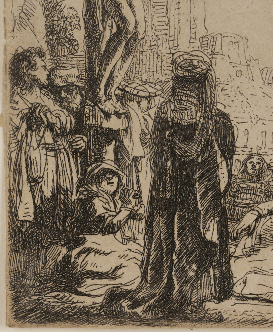 Lot 134: Rembrandt Etching, The Crucifixion: Small Plate