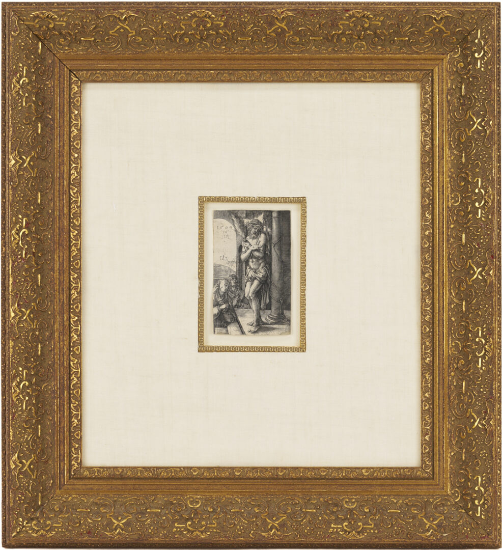 Lot 136: Durer Engraving, Man of Sorrows by the Column from the Engraved Passion