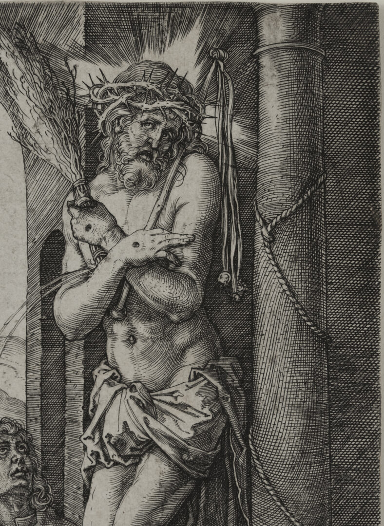 Lot 136: Durer Engraving, Man of Sorrows by the Column from the Engraved Passion