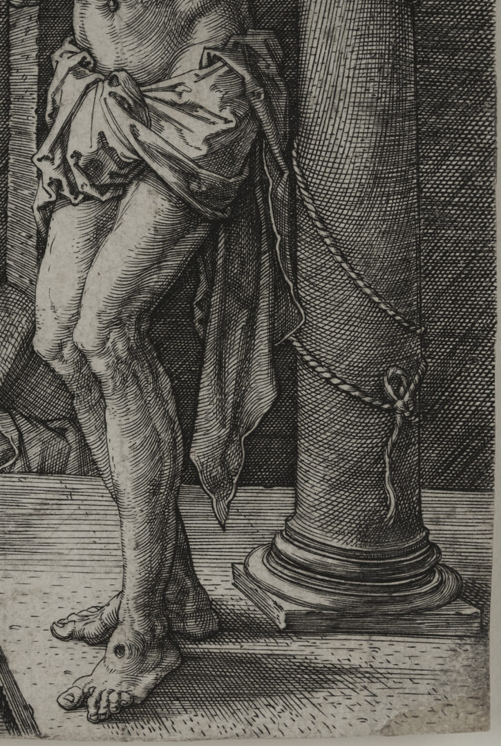 Lot 136: Durer Engraving, Man of Sorrows by the Column from the Engraved Passion
