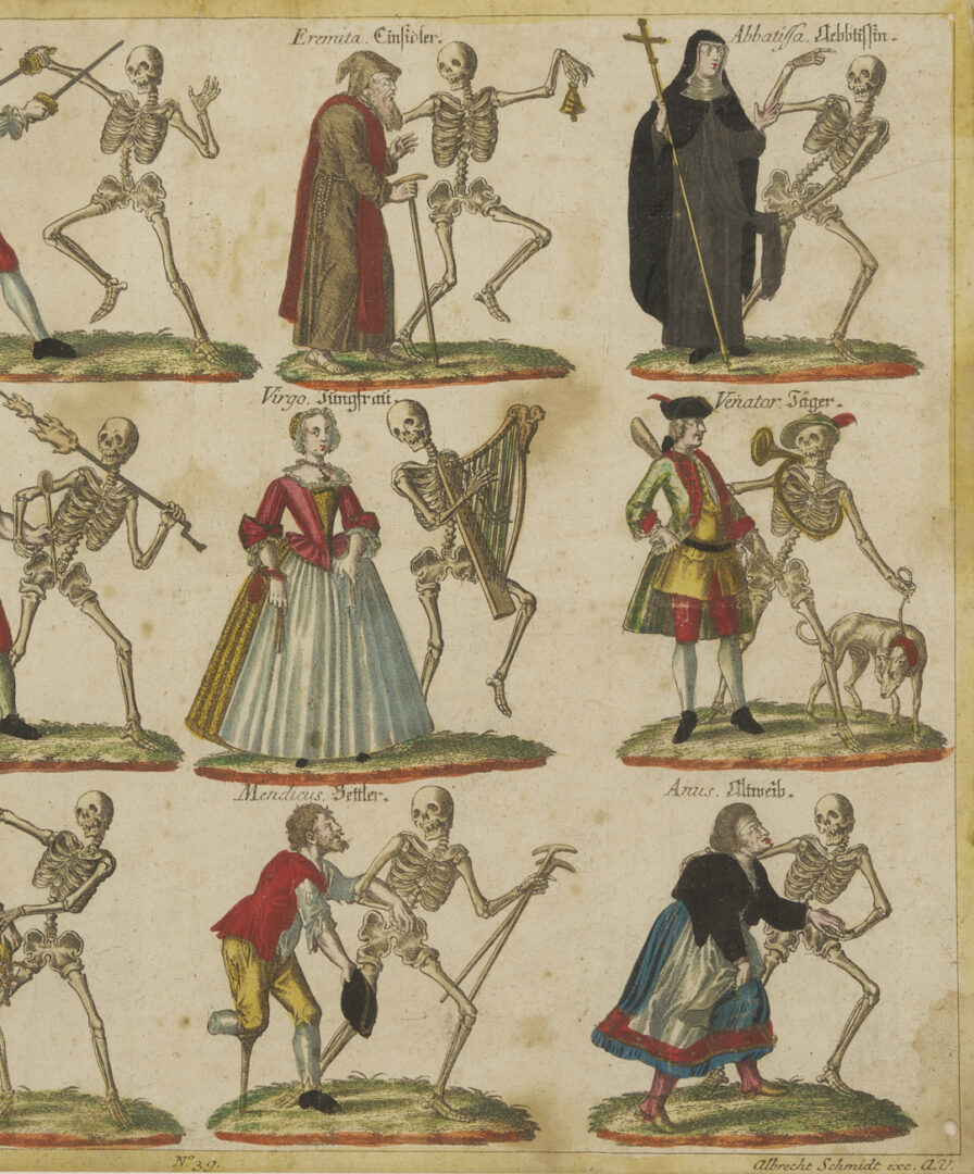 Lot 139: Pr. Albrecht Schmidt German Dance of Death Momento Mori Engravings, 18th C.