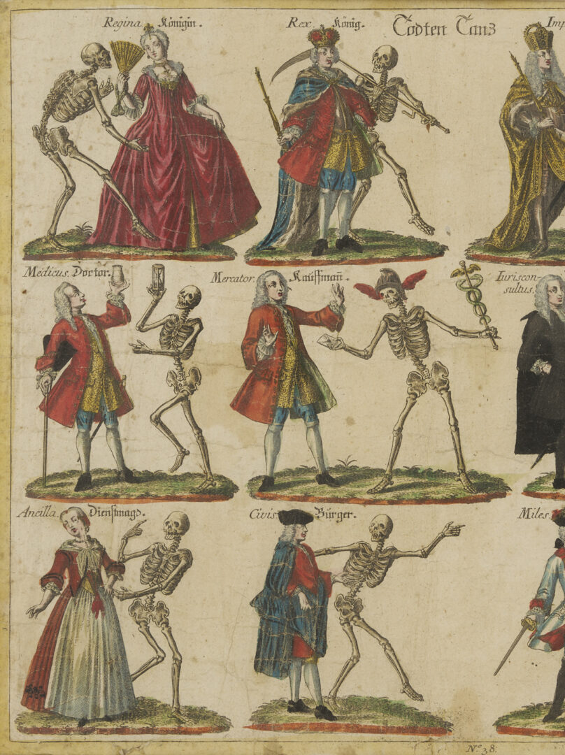 Lot 139: Pr. Albrecht Schmidt German Dance of Death Momento Mori Engravings, 18th C.
