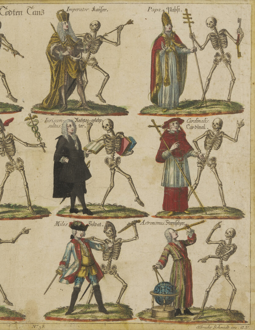 Lot 139: Pr. Albrecht Schmidt German Dance of Death Momento Mori Engravings, 18th C.