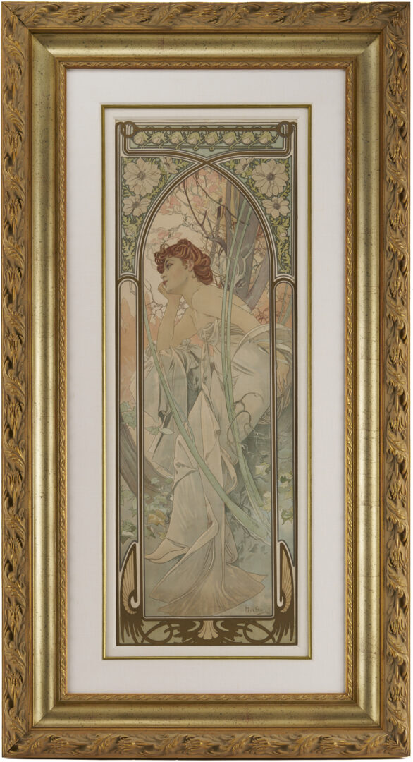 Lot 141: Alfonse Mucha Art Nouveau Lithograph: Reverie du Soir