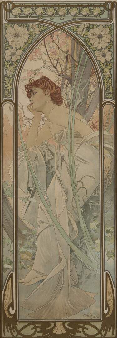 Lot 141: Alfonse Mucha Art Nouveau Lithograph: Reverie du Soir