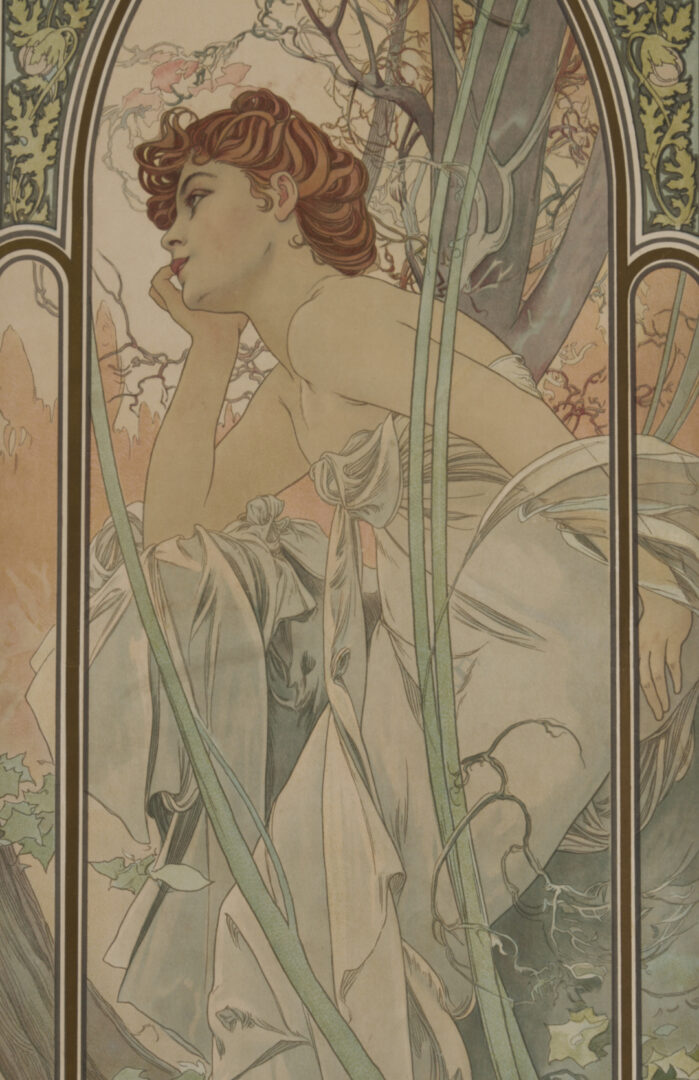 Lot 141: Alfonse Mucha Art Nouveau Lithograph: Reverie du Soir