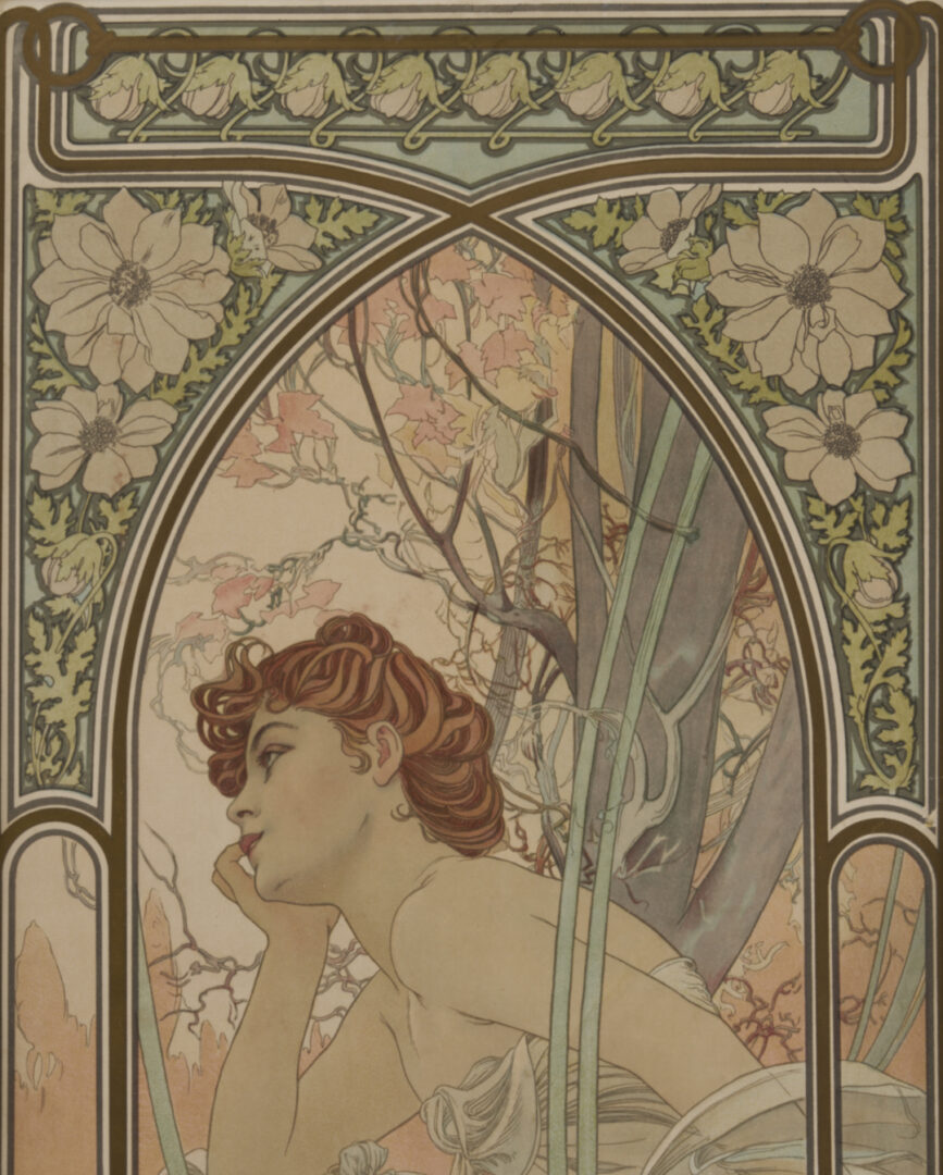 Lot 141: Alfonse Mucha Art Nouveau Lithograph: Reverie du Soir
