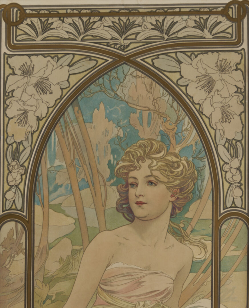 Lot 142: Alfonse Mucha Art Nouveau Lithograph: Eveil du Matin