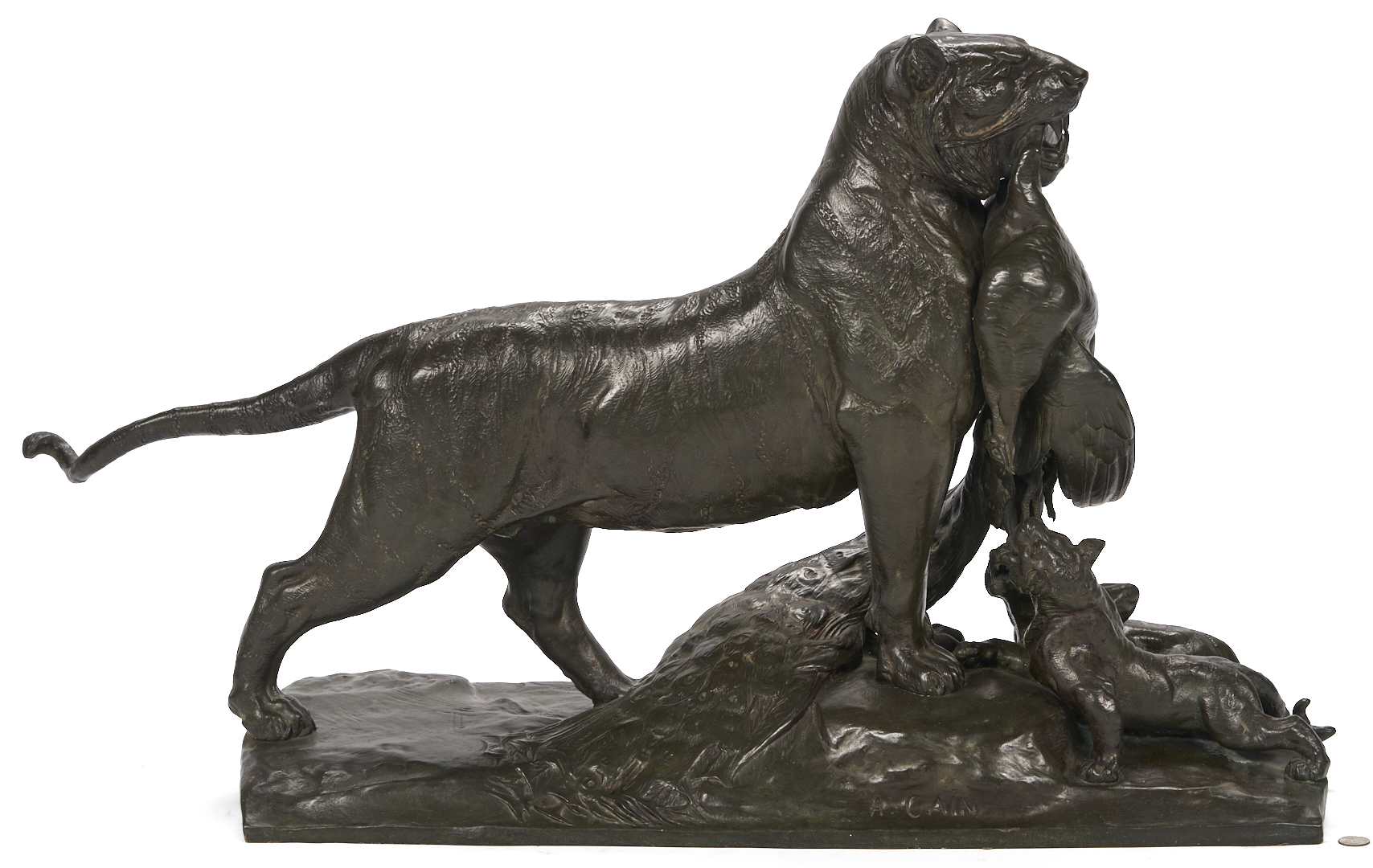 Lot 144: Bronze Lioness & Cubs Sculpture, Auguste Cain
