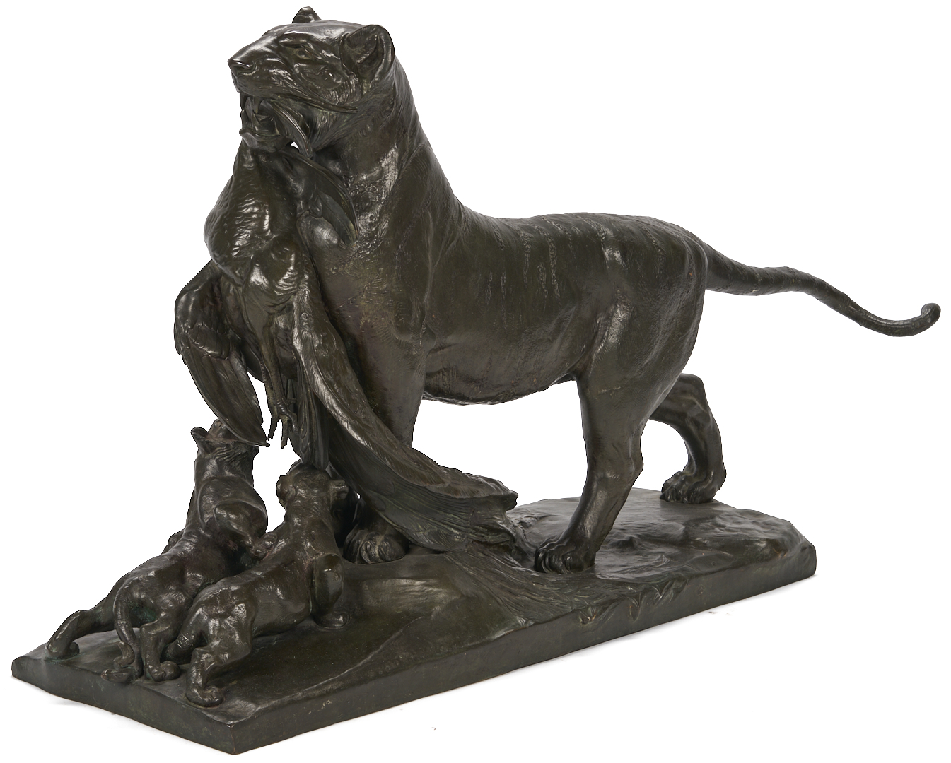 Lot 144: Bronze Lioness & Cubs Sculpture, Auguste Cain