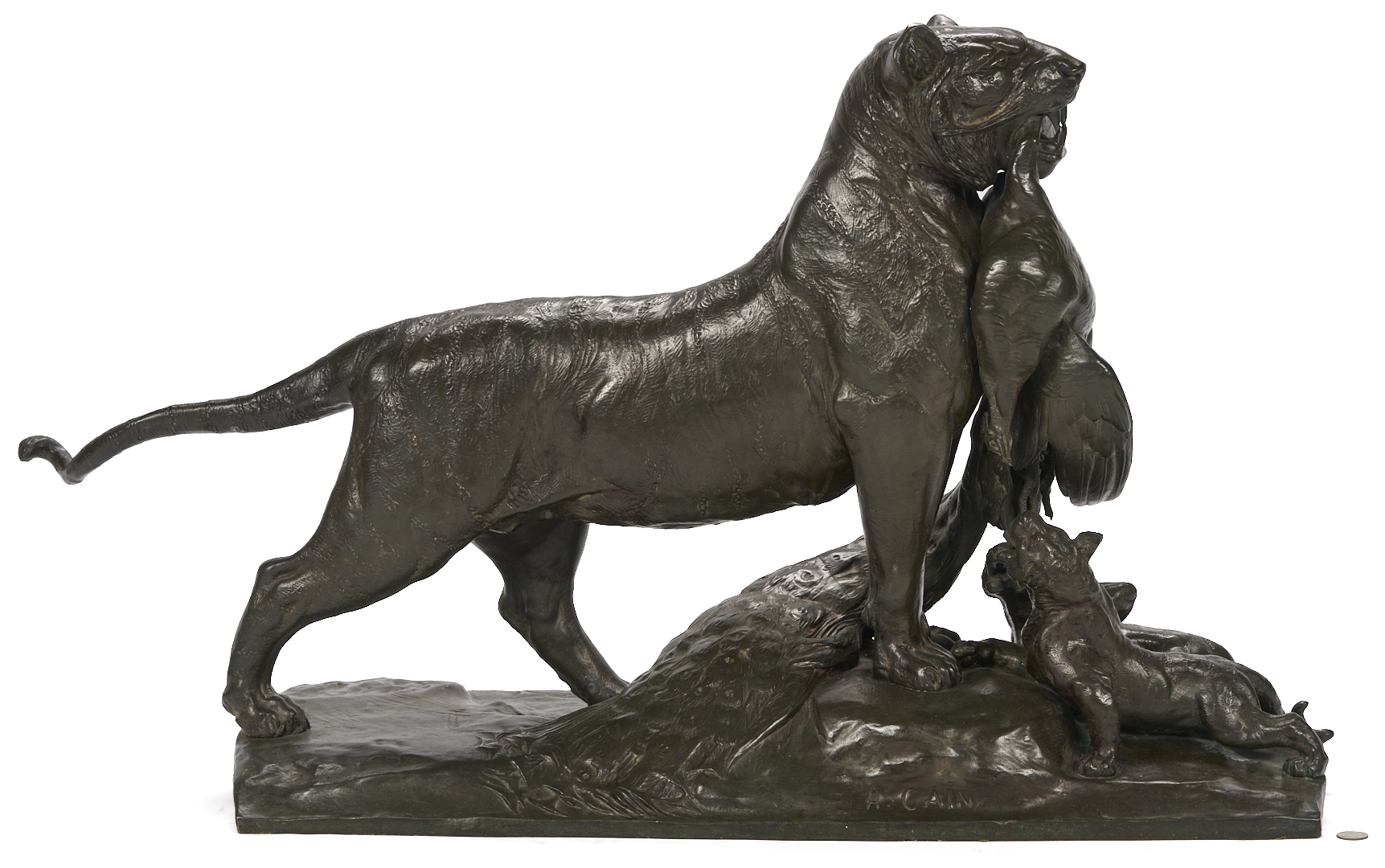 Lot 144: Bronze Lioness & Cubs Sculpture, Auguste Cain
