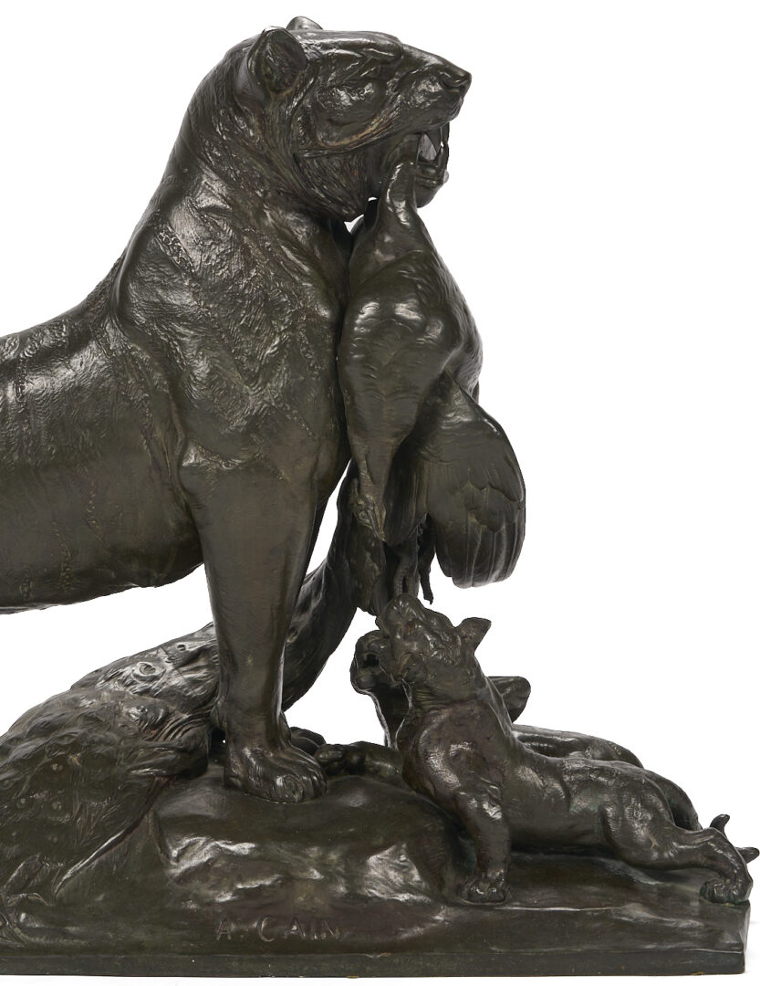 Lot 144: Bronze Lioness & Cubs Sculpture, Auguste Cain