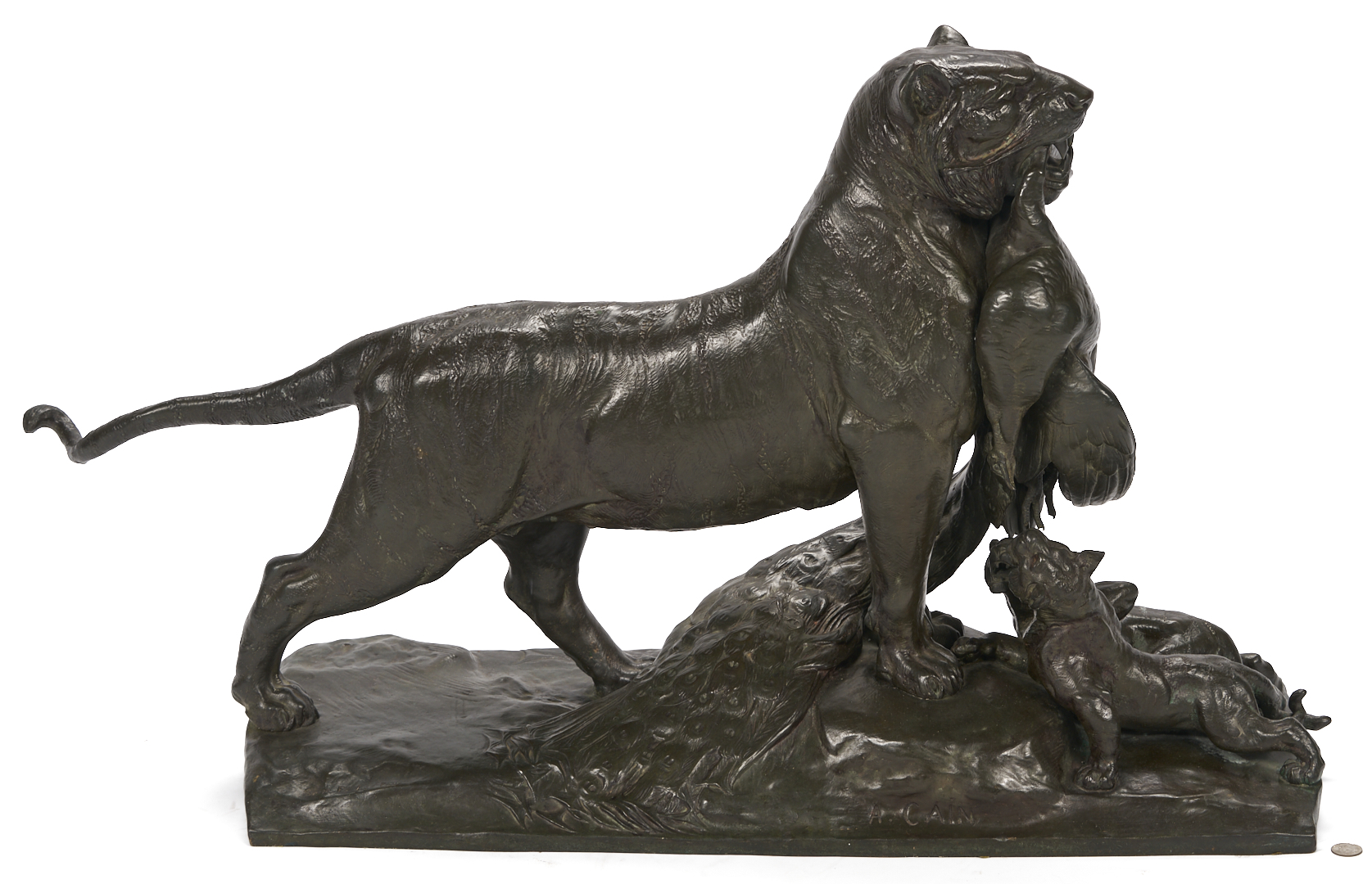 Lot 144: Bronze Lioness & Cubs Sculpture, Auguste Cain