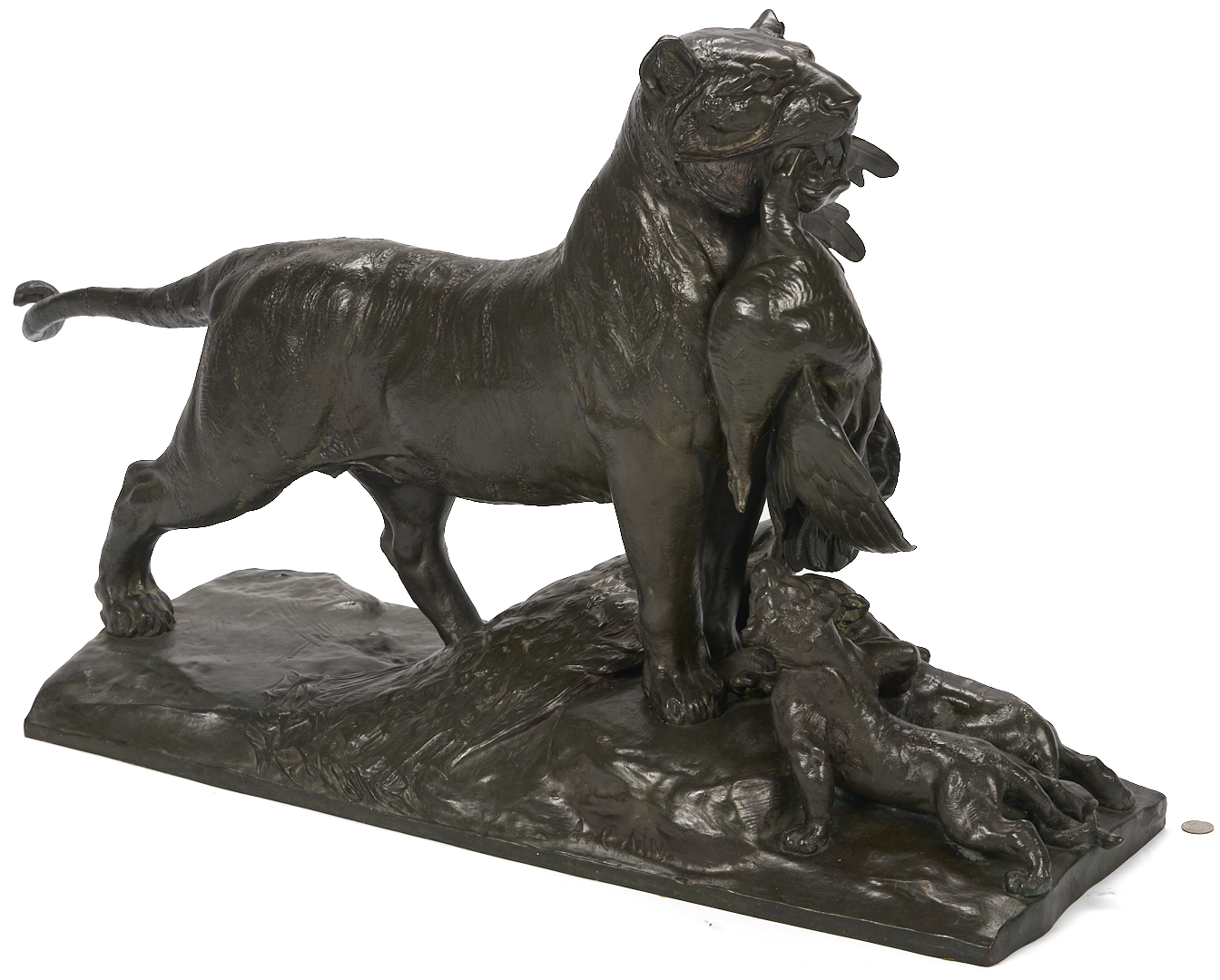 Lot 144: Bronze Lioness & Cubs Sculpture, Auguste Cain