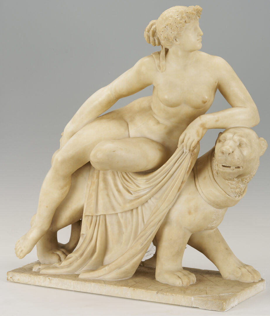 Lot 145: Large Alabaster Sculpture, Ariadne and the Lion