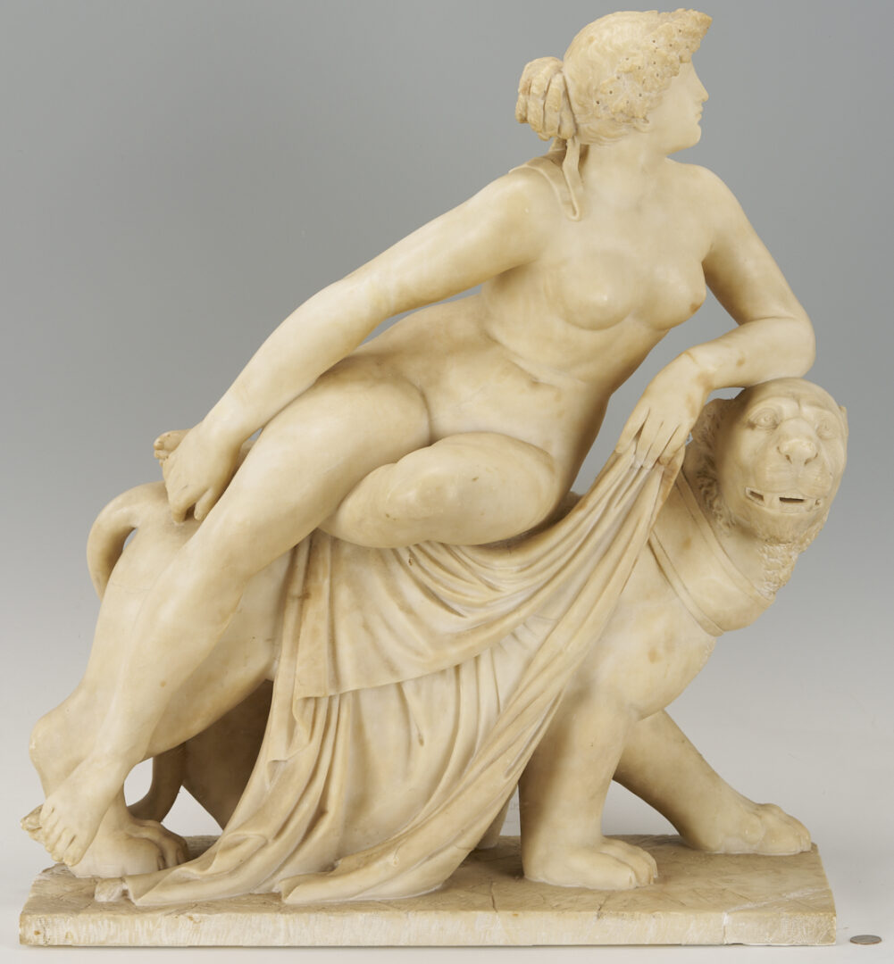 Lot 145: Large Alabaster Sculpture, Ariadne and the Lion