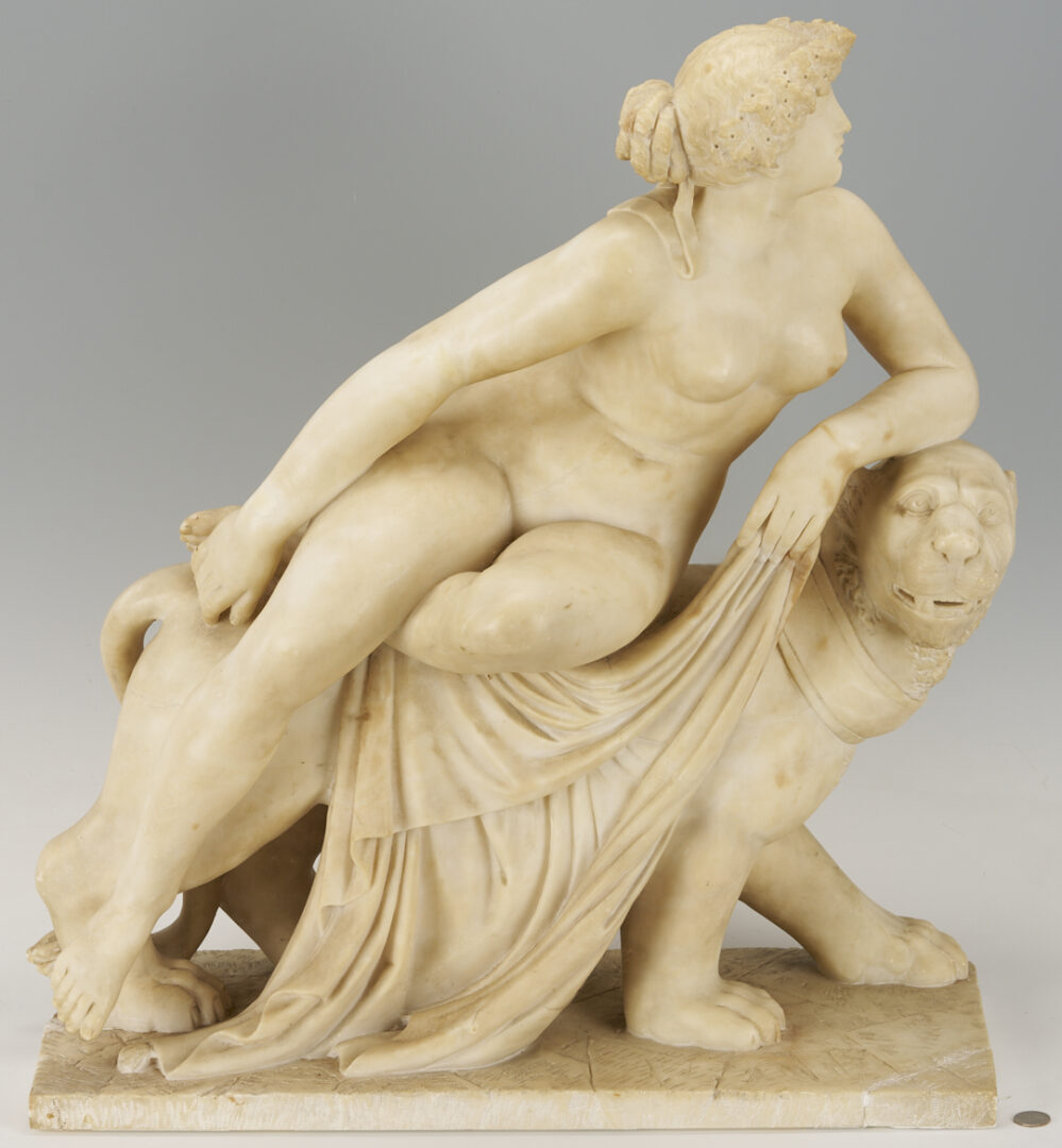 Lot 145: Large Alabaster Sculpture, Ariadne and the Lion