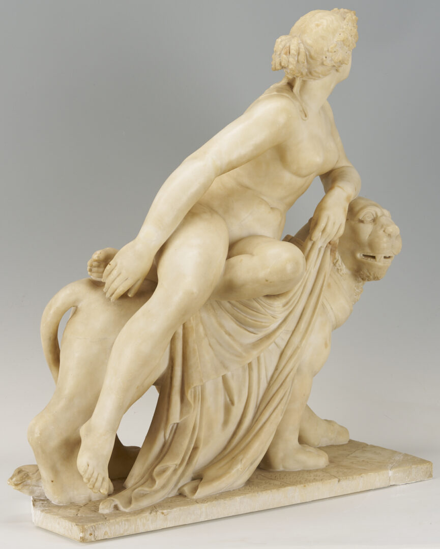 Lot 145: Large Alabaster Sculpture, Ariadne and the Lion
