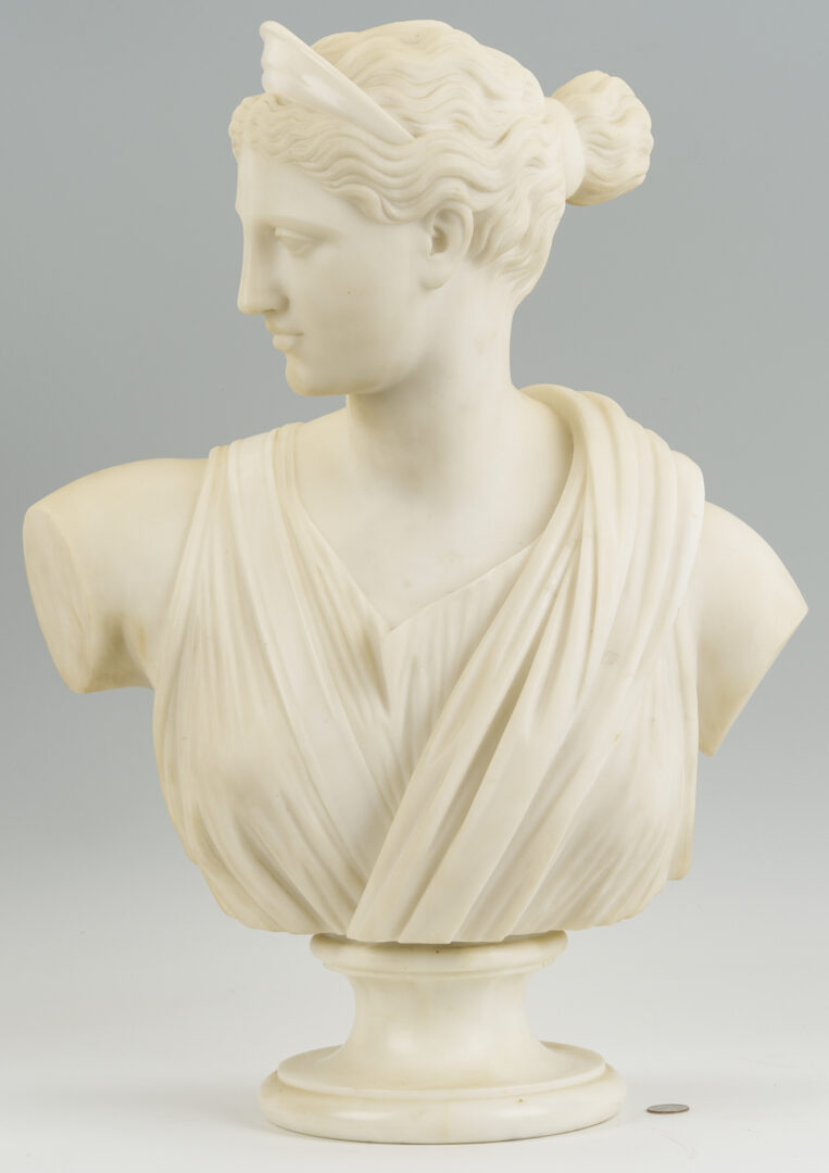 Lot 146: Large Pietro Bazzanti Marble Bust of Diana