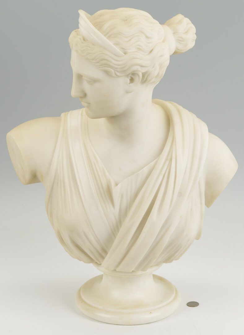 Lot 146: Large Pietro Bazzanti Marble Bust of Diana
