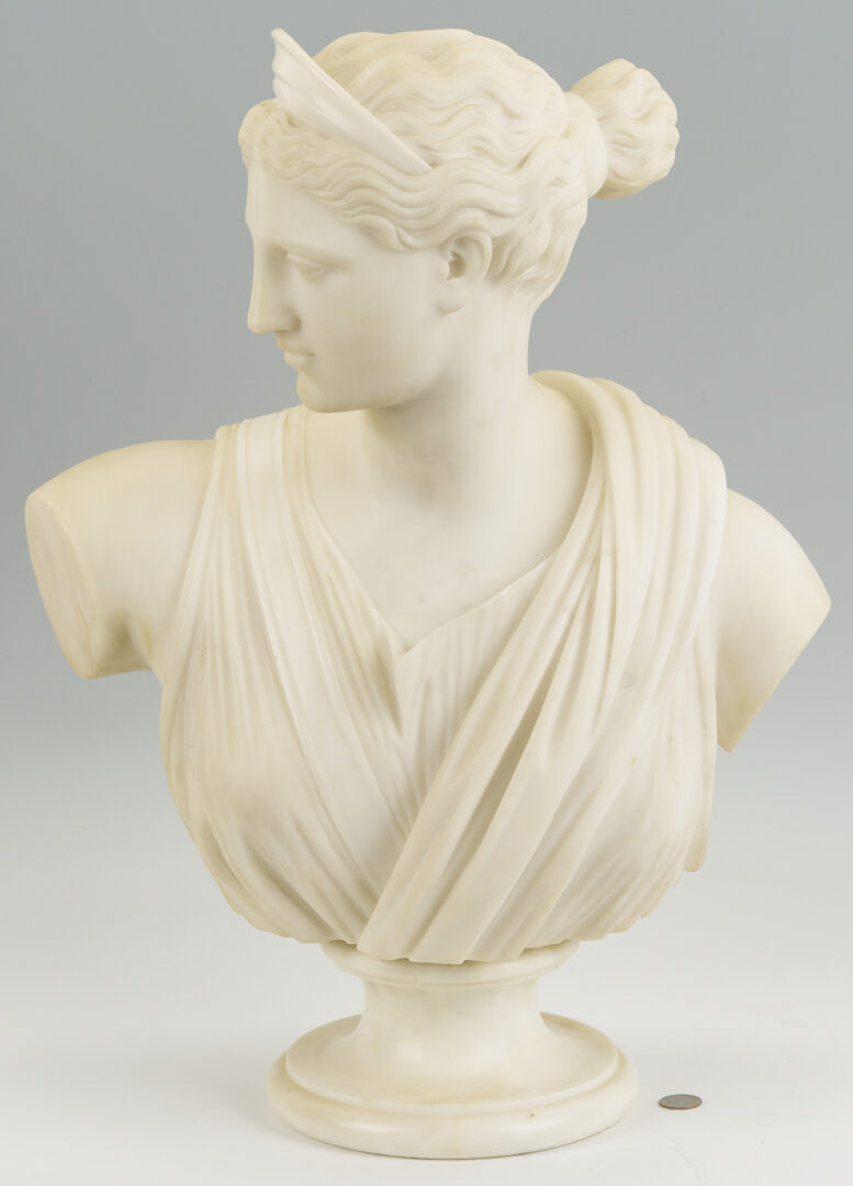 Lot 146: Large Pietro Bazzanti Marble Bust of Diana