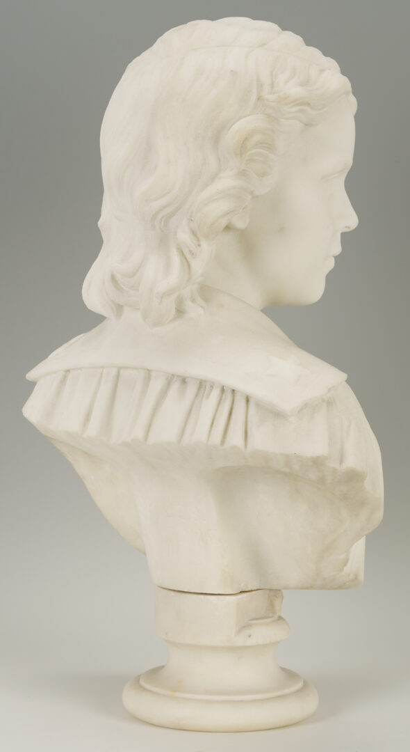 Lot 147: Chauncey Ives Marble Portrait Bust of a Young Boy