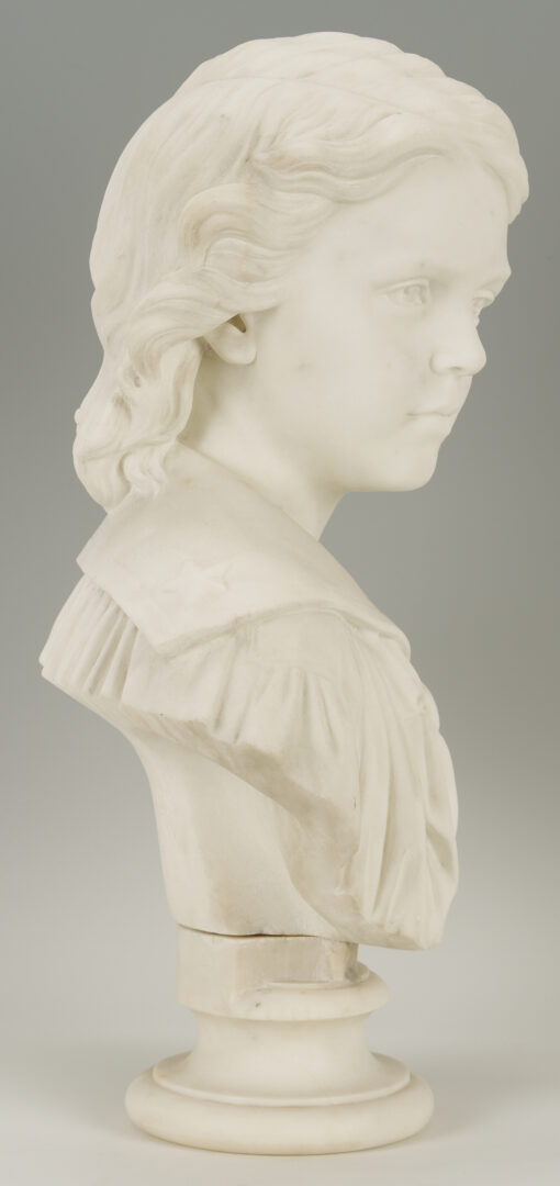 Lot 147: Chauncey Ives Marble Portrait Bust of a Young Boy