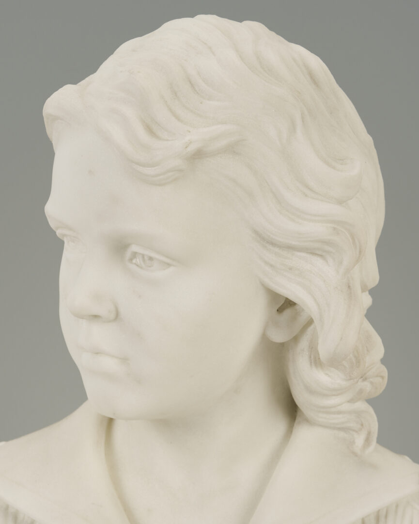 Lot 147: Chauncey Ives Marble Portrait Bust of a Young Boy