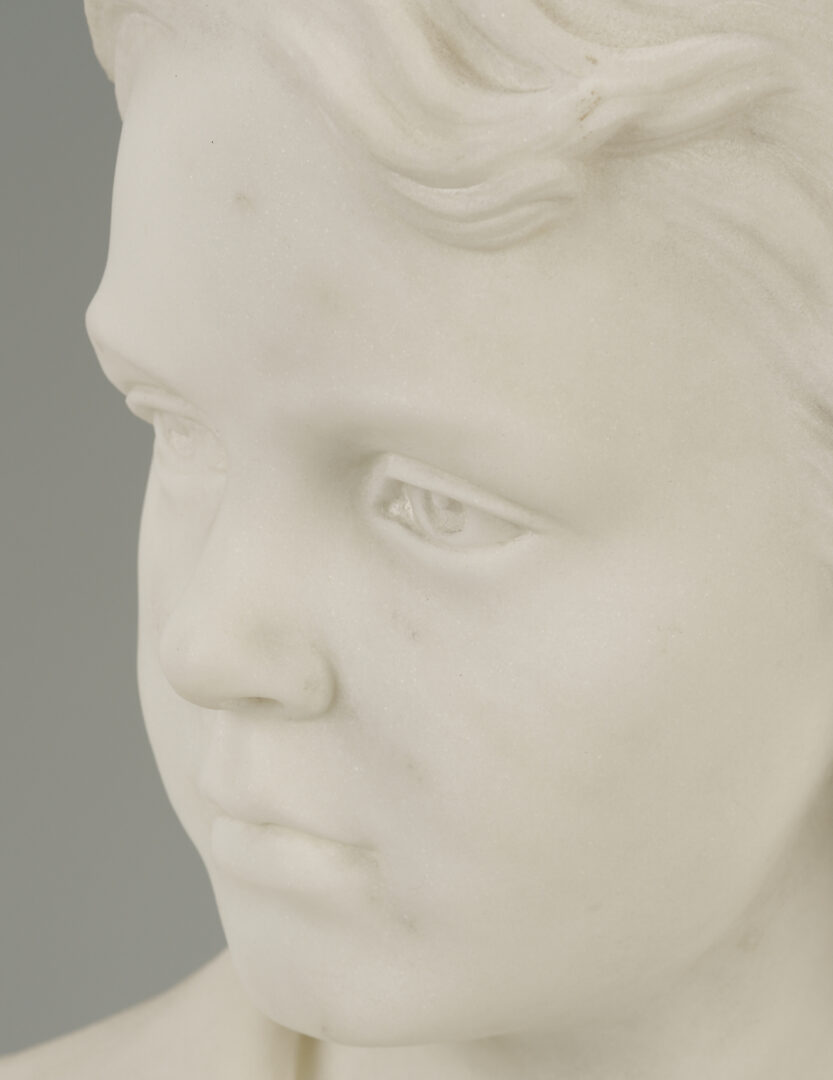 Lot 147: Chauncey Ives Marble Portrait Bust of a Young Boy