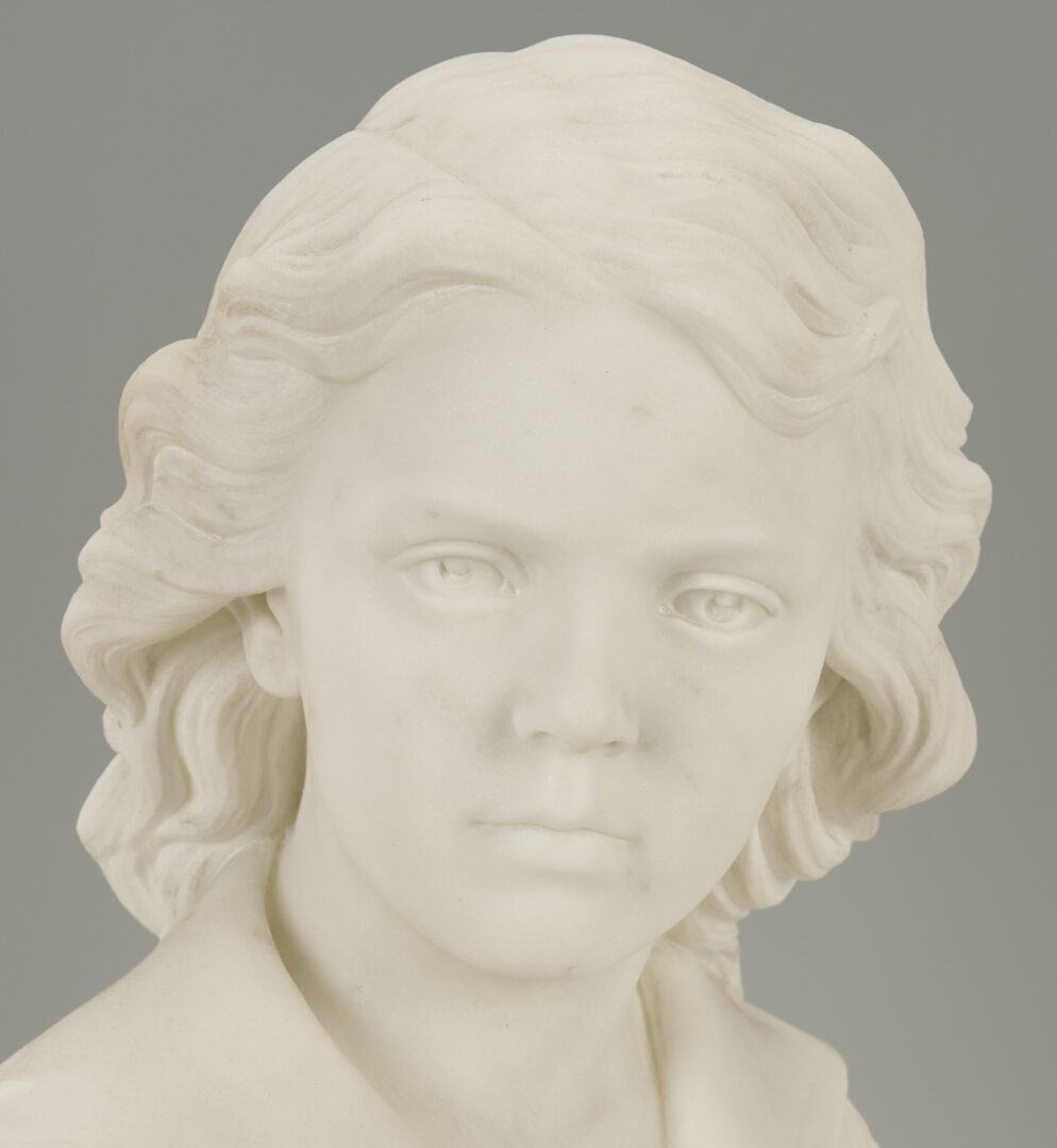 Lot 147: Chauncey Ives Marble Portrait Bust of a Young Boy